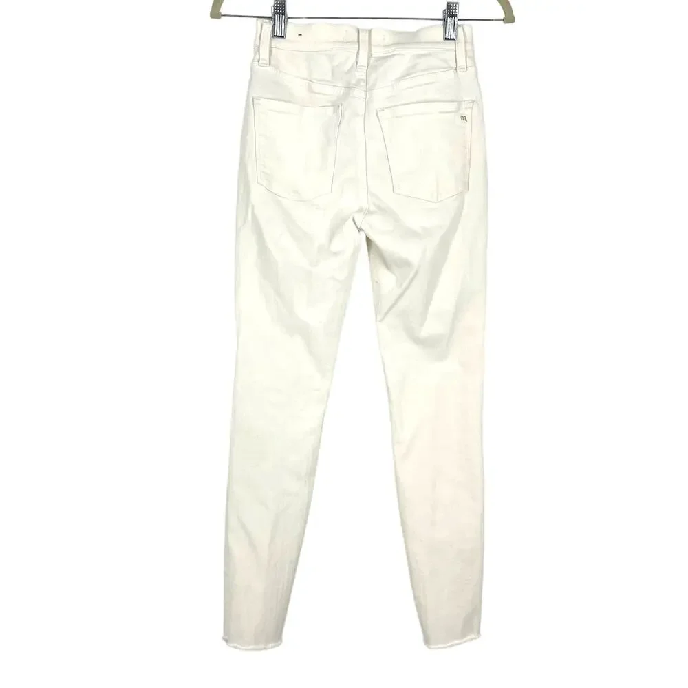 Madewell 9” High Rise Skinny Crop Jeans White Women’s Size‎ 24 Distressed